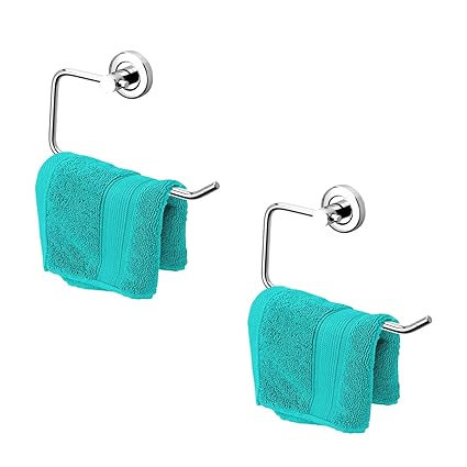 pack of 2 Stainless Steel Towel Ring for Bathroom/Wash Basin/Napkin-Towel Hanger/Bathroom Accessories (Chrome-Half Square)