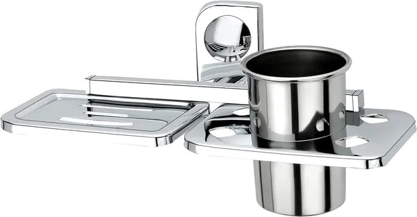 Stainless Steel 2in1 Soap Dish With Tumbler Holder/Bathroom Accessories - Chrome