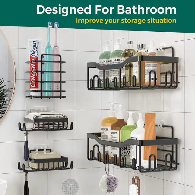 Bathroom Shelf for Wall, Soap Dish with Toothbrush Holder | Self Adhesive Stainless Steel Bathroom Organiser Without Drill | Ideal for Bathroom Accessories