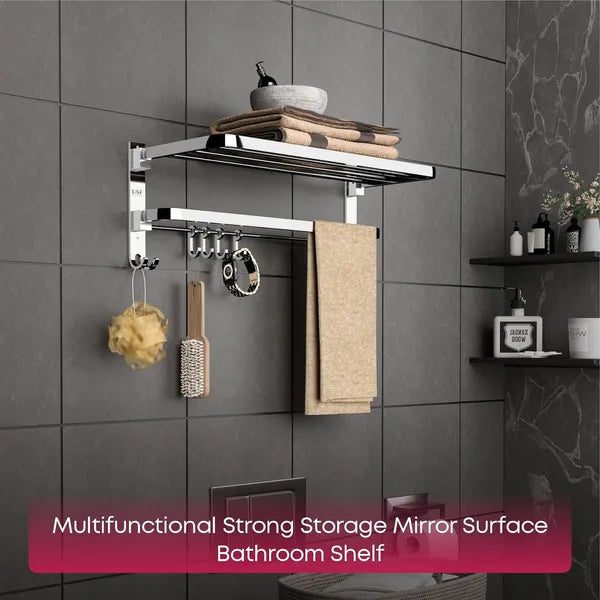 24 Inches Large | Bathroom Towel Holder | | Folding Towel Rack For Bathroom | Towel Holder For Bathroom | Towel Stand For Bathroom With Shelf